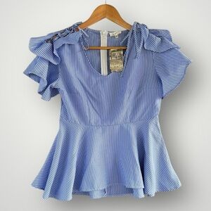 🎉5 for $45 🎉 NWT Love J Top Blouse Shirt Size L Blue